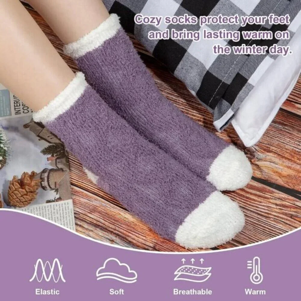 7-Pair Women’s Fuzzy Socks Cozy Warm Fluffy Christmas Winter Gift Set